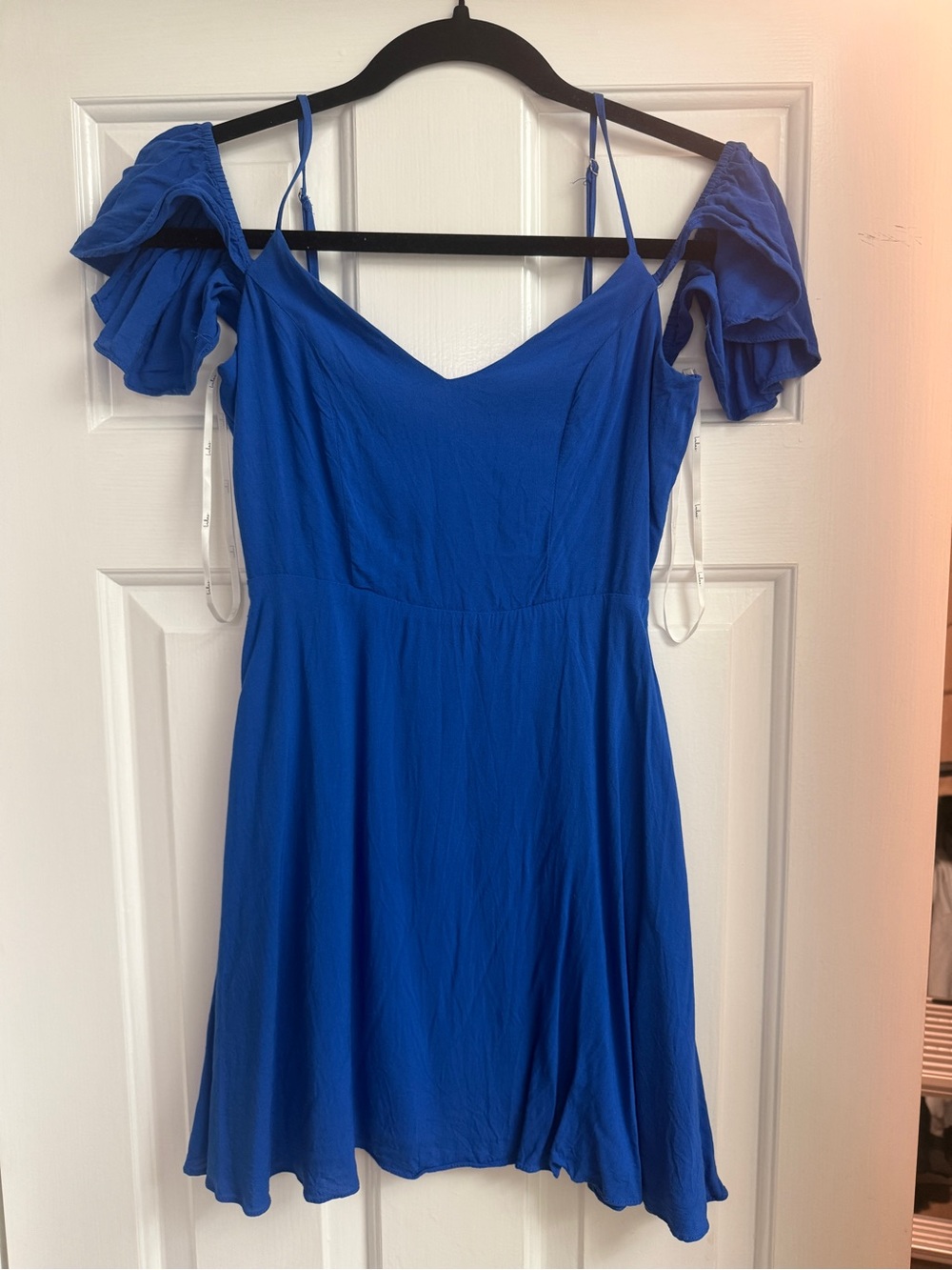 Lulu’s Royal Blue Off-Shoulder Mini Dress